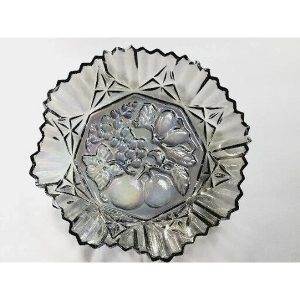 Vintage Carnival Glass Bowl Federal Pioneer Iridescent 10”